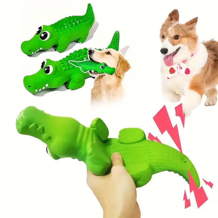 Jouet à mâcher pour chien en caoutchouc durable pour mâcheurs agressifs-latex en forme de crocodile avec son grinçant