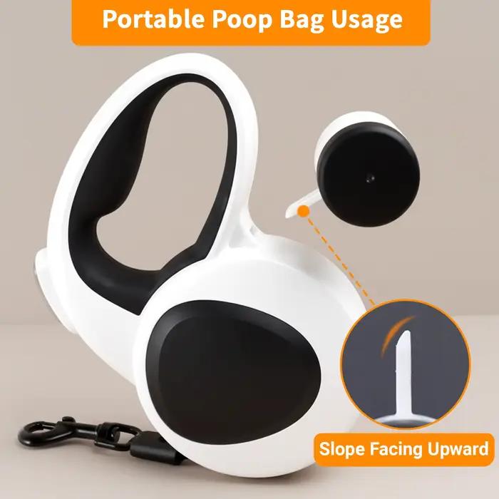 Laisse rétractable pour chien avec lumière LED rechargeable par USB