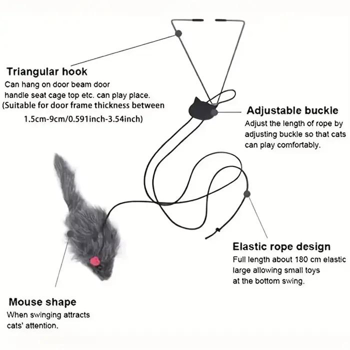 Simulation de souris pour chats, jouet amusant, porte suspendue, bâton rétractable, corde à gratter, jouet interactif, fournitures pour chats