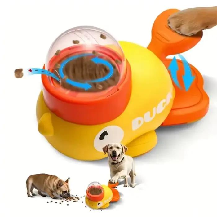 Jouet interactif pour animaux de compagnie en forme de canard, distributeur de nourriture anti-dérapant pour chiots, chiens et chats