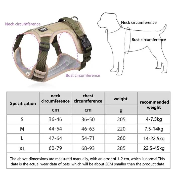 Harnais pour chien collier pour animaux de compagnie Labrador armée réfléchissant réglable