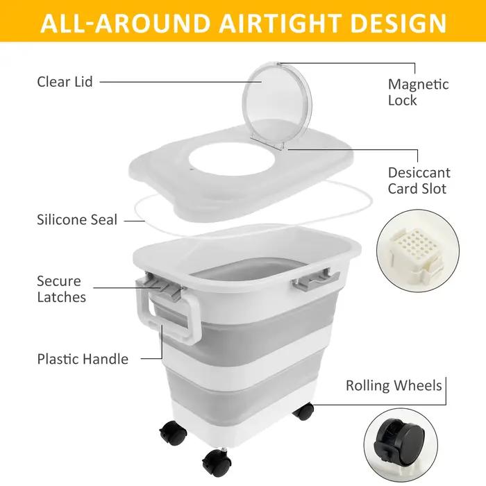 Baril de stockage de nourriture pliable pour animaux de compagnie