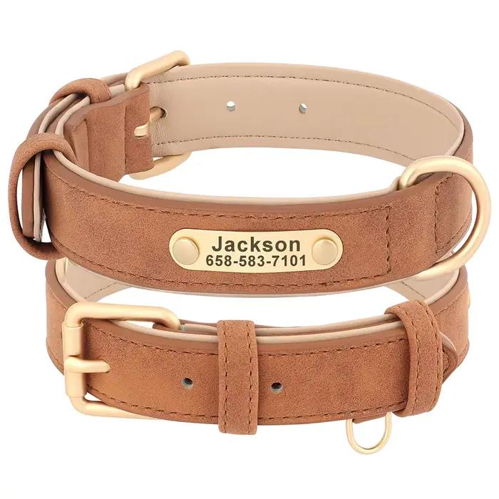Collier de chien personnalisé en cuir PU pour chiens