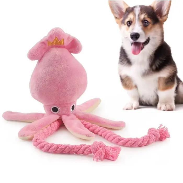 Calmar chiot chien à mâcher pour belle nettoyage des dents roses jouets pour animaux de compagnie poulpe
