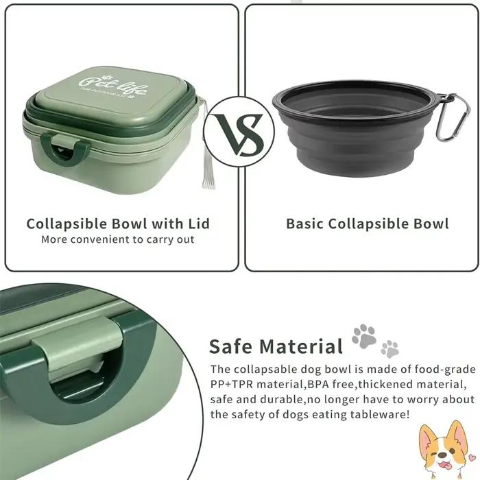 Ensemble de deux bols portables pour chien - Bol d'alimentation pliable pour animaux de compagnie pour une utilisation