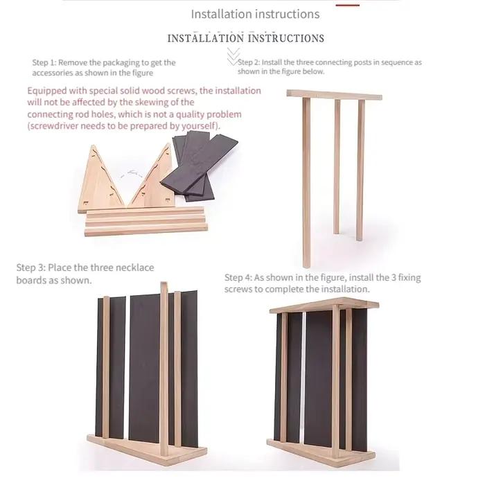 Porte-collier 2/3 niveaux support organisateur de collier en bois avec velours/PU, présentoir de collier, support de collier de chaîne