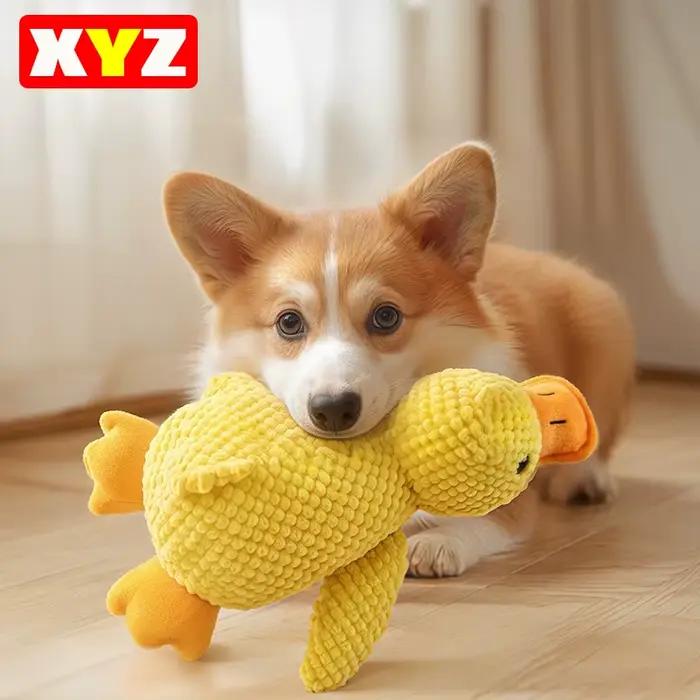 Jouet en peluche pour animaux de compagnie, canard apaisant, compagnon de canard endormi, jouet à mâcher, Durable, grinçant pour chiot, nettoyage des dents d'animaux, jouet à mâcher pour animaux de co