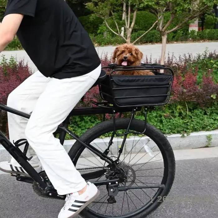 ⚑ Panier de vélo 2-en-1 pour chien, pour porte-bagages arrière, panier de transport pour animaux de compagnie, convient aux chiens et chats de petite et moyenne taille jusqu'à 12 lb, pour les courses 
