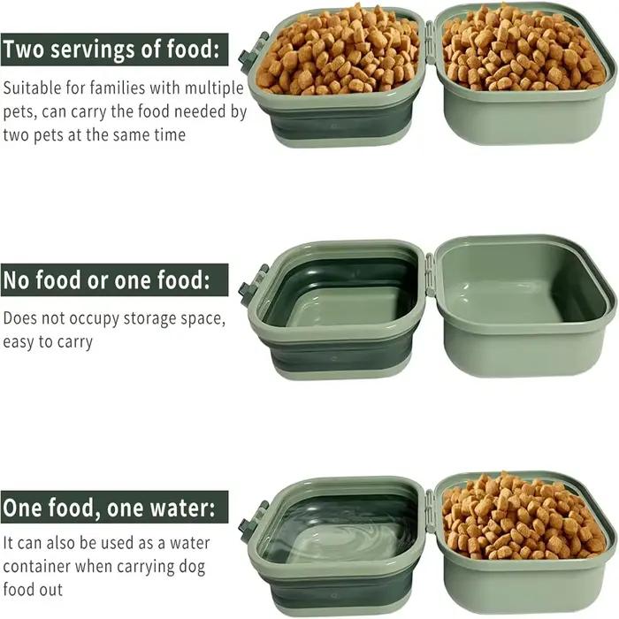 Ensemble de deux bols portables pour chien - Bol d'alimentation pliable pour animaux de compagnie pour une utilisation