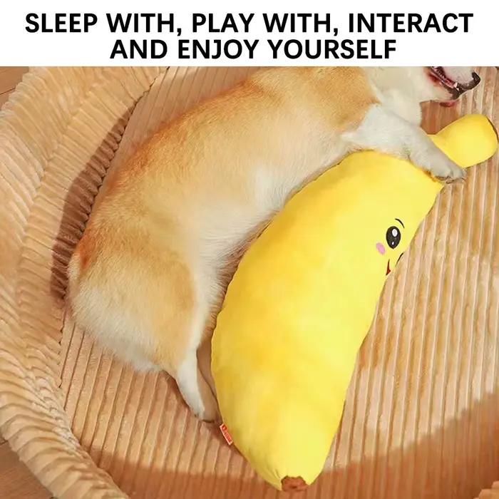 Animaux de compagnie calmant banana en peluche jouet squeaky 2 in 1 anxiété ennui relief chien mâcher des jouets doux pour animal de compagnie seul compagnon