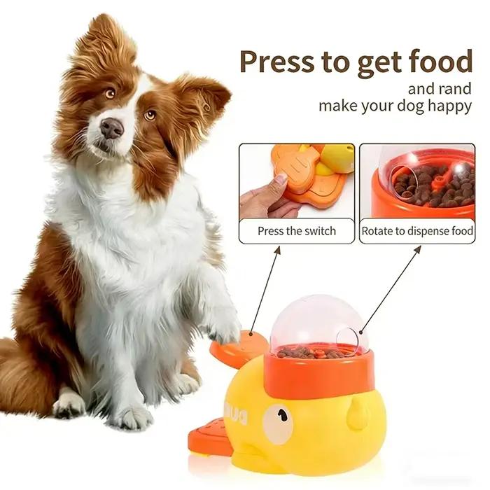 Jouet Distributeur de Friandises Petit Canard Jaune pour Chat et Chien – Jeu Autonome Anti-ennui, Lanceur Interactif, Entraînement IQ, Distributeur Lent, Jouets Puzzle