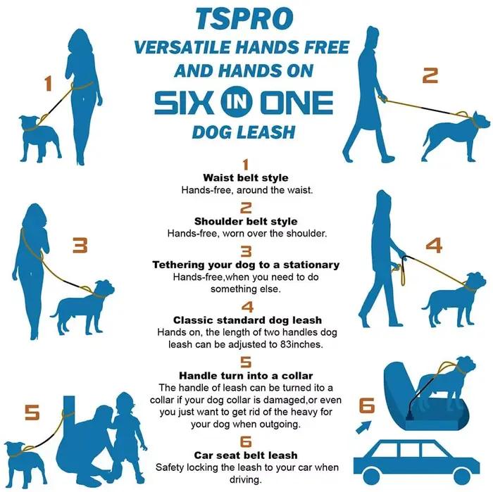 Laisse pour chien mains libres TSPRO pour la marche et la course avec ceinture de sécurité pour voiture