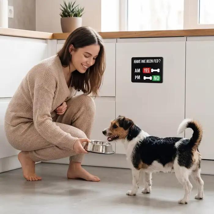 4/1 Pièces Aimant de Référence Alimentaire pour Chien en Bois
