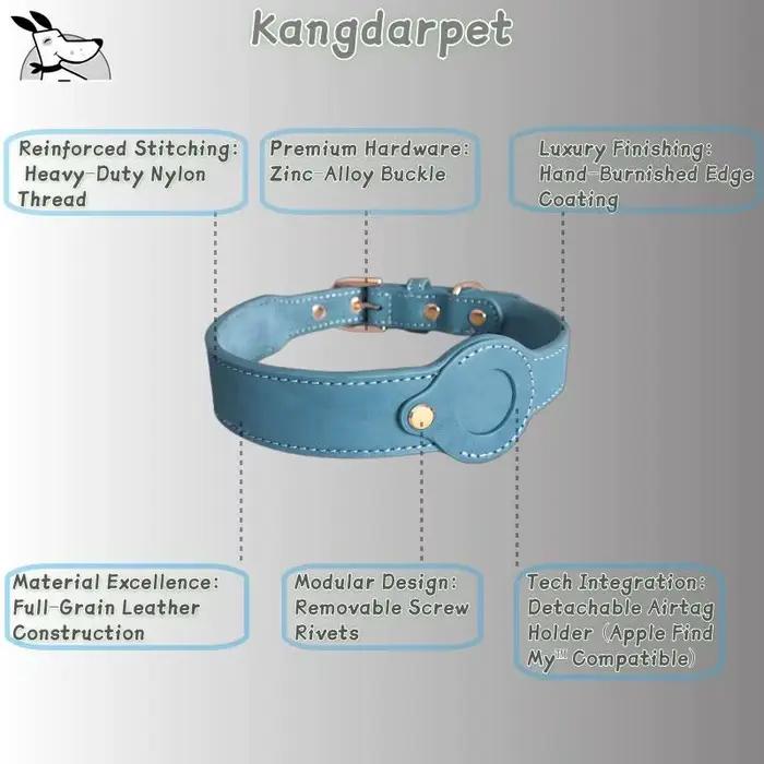 Collier pour chien en cuir véritable AirTag