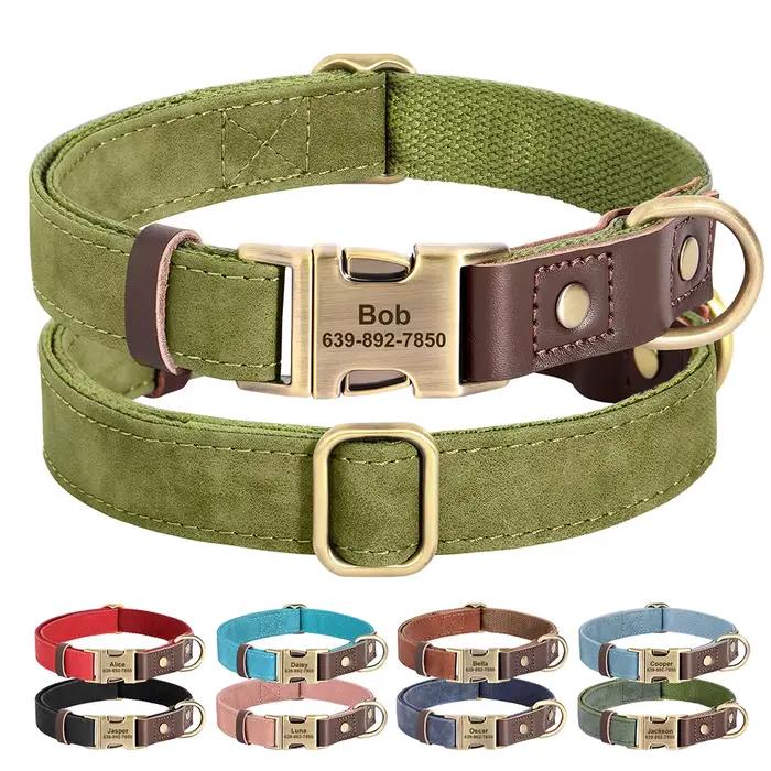 Collier de chien en cuir PU personnalisé gratuit colliers