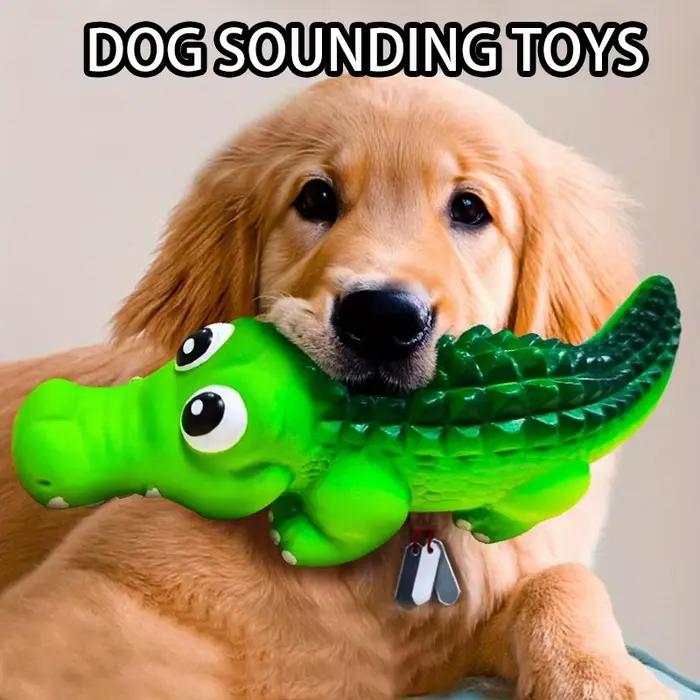 Jouet à mâcher pour chien en caoutchouc durable pour mâcheurs agressifs-latex en forme de crocodile avec son grinçant
