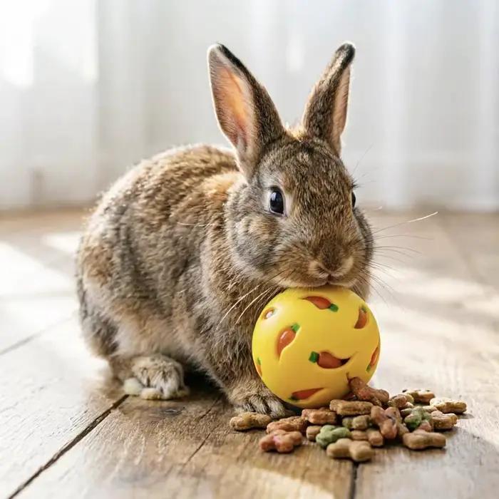Balle distributrice de nourriture interactive pour lapin