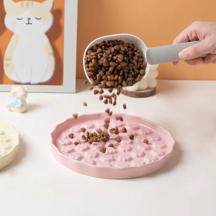 Le chat léche la vaisselle. Alimentation du chien : le chien utilise la gamelle. conteneur d'alimentation pour animaux Conteneur d'alimentation pour chien. Alimentation des chats