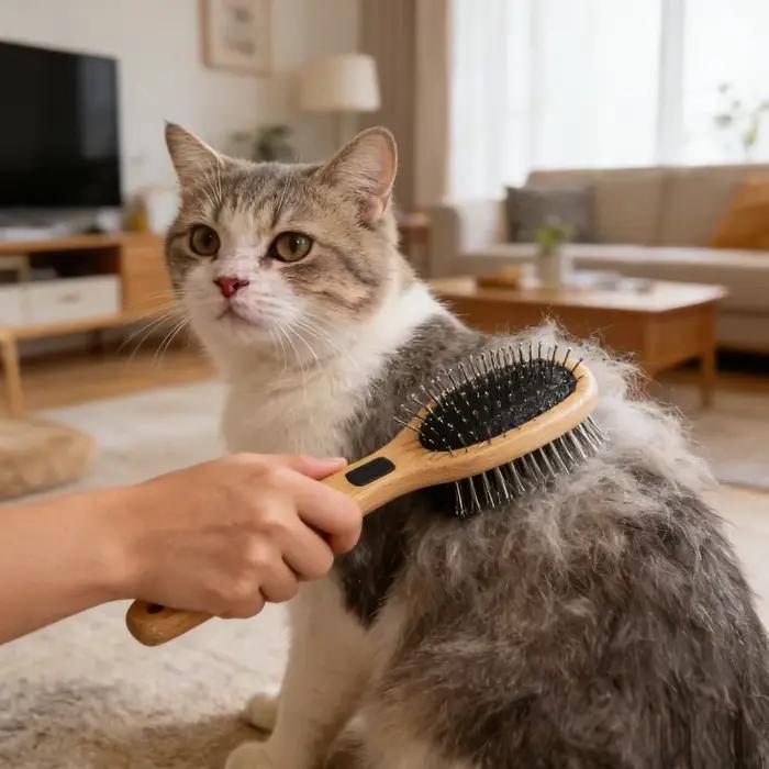 Brosse double face en poils de sanglier pour animaux : outil de massage et de démêlage pour chiens et chats