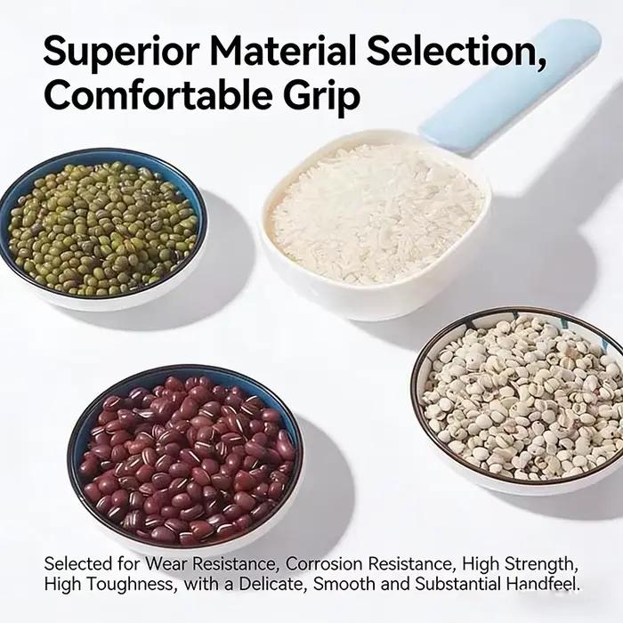 Cuillère multifonctionnelle pour aliments pour chiens et chats, cuillère à céréales de cuisine, cuillère à farine, cuillère à mesurer portable pour animaux domestiques avec clip de fermeture