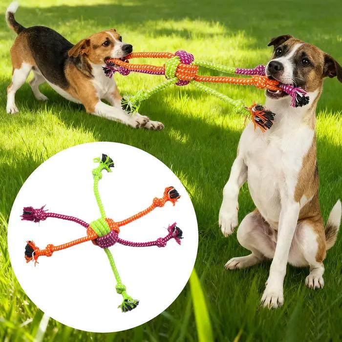 Jouet à nœud interactif Durable et résistant aux morsures pour chiens, corde à croquer avec franges vertes et orange, Design ludique, jouets pour chiens, 1 pièce