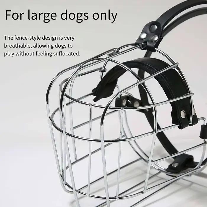 Muselière réglable en forme de panier pour grands chiens avec sangles en cuir