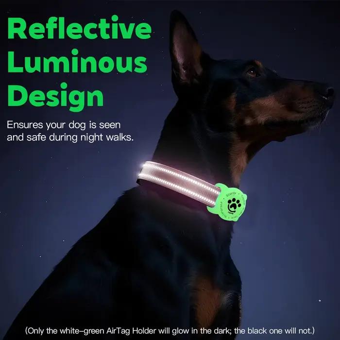 Collier réfléchissant pour chien Taakcc avec support AirTag lumineux