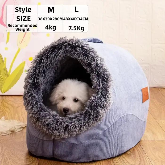 Chenil pour chien/chat confortable automne et hiver rayé cheveux longs nid Portable chaud épaissi