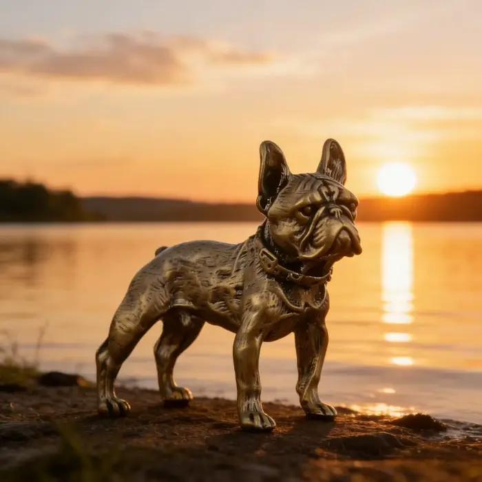 Statue de bouledogue français en laiton