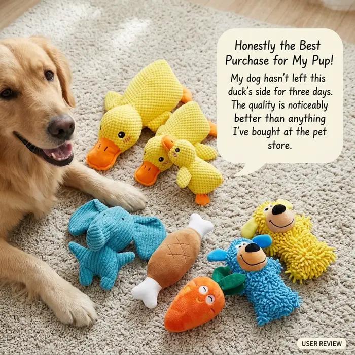 Jouet pour chien en peluche résistant aux morsures, durable, avec son de couinement, soulagement pour les dents, compagnon doux pour petits et grands chiens