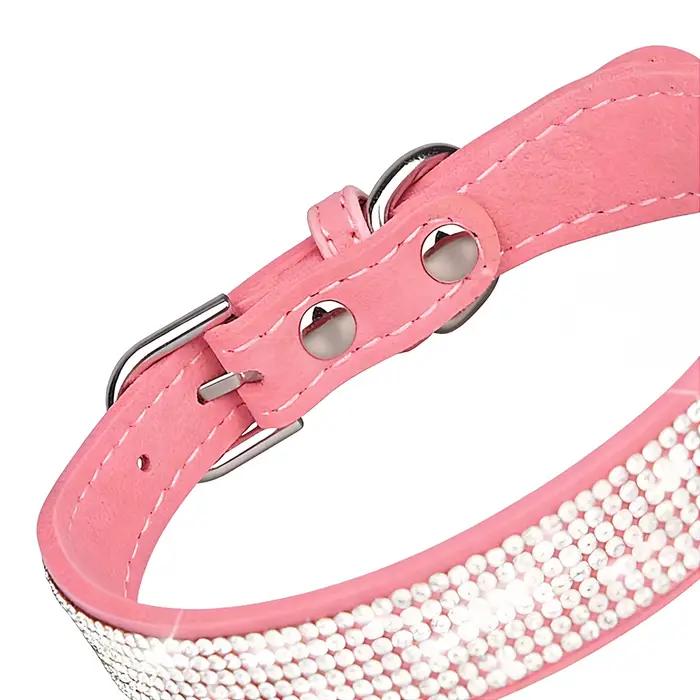 Nouveau collier pour animaux de compagnie en strass brillants, collier réglable en microfibre douce pour chiens et chats de petite et moyenne taille, collier léger pour la promenade
