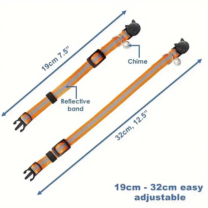 Paquet de 10 colliers réfléchissants pour chat avec cloches et oreilles rondes