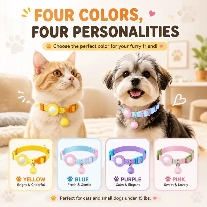Collier GPS pour chat - Portée illimitée/Dispositif de suivi/Mode anti-perte pour animaux de compagnie - Taille réglable (21-32CM) - Compatible avec Apple Find My
