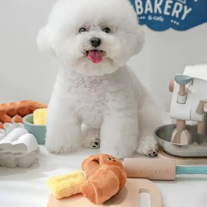 Croissant jouet pour chiens de compagnie en peluche soulager l'ennui chien jouets à mâcher nettoyage des dents race