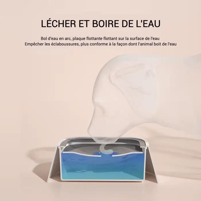 Bol d'eau pour chien, sans déversement, bol d'eau pour animaux de compagnie, sans goutte à goutte, distributeur d'eau lente avec disque flottant, arc Anti-choc, nœud à lécher