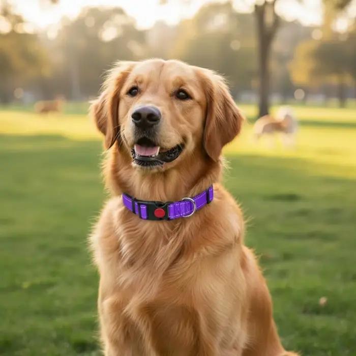 Collier Réfléchissant Réglable pour Chien, Sangle de Sécurité en Nylon Respirante et Douce Anti-Traction pour l'Entraînement