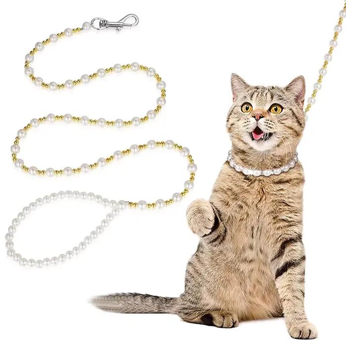 Laisse pour chien et chat en perles personnalisées de 120 cm (4 pieds) pour chiens de petite et moyenne taille