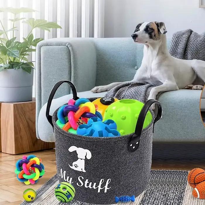 Boîte à jouets en feutre pour animaux de compagnie