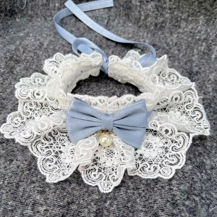 Dentelle nœud papillon collier de perles chat chien foulard animaux de compagnie chats chaton chien chiot chaîne bavoir collier cravate cou sangle écharpe accessoires