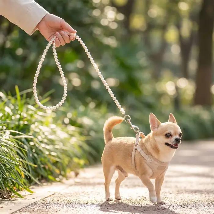 Laisse pour chien et chat en perles personnalisées de 120 cm (4 pieds) pour chiens de petite et moyenne taille