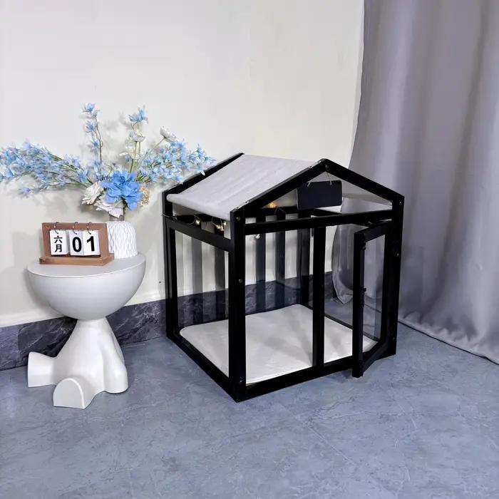 Chenil Transparent en bois massif pour petit chien
