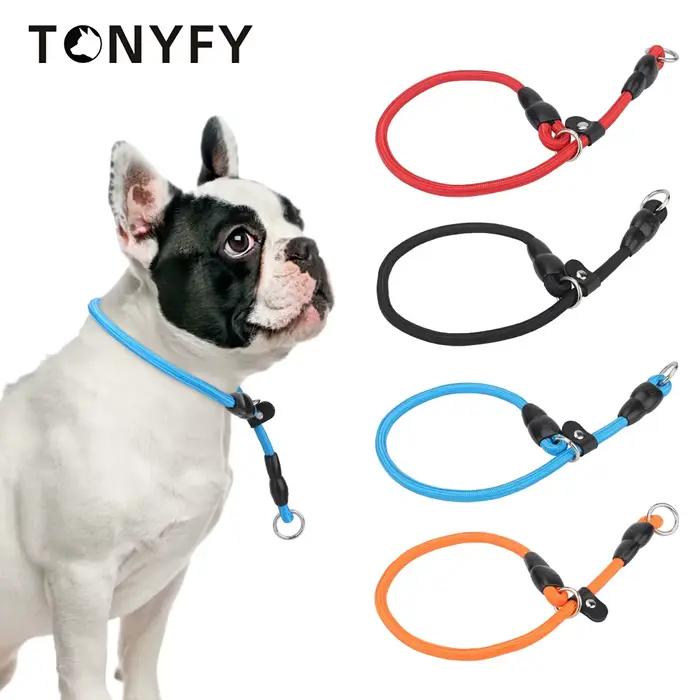 Collier Rond Tressé pour Chien, Accessoire d'Entraînement sans Nervures, Colliers Antidérapants avec Anneau d'Arrêt Coulissant, Idéal pour Petits et Moyens Chiens