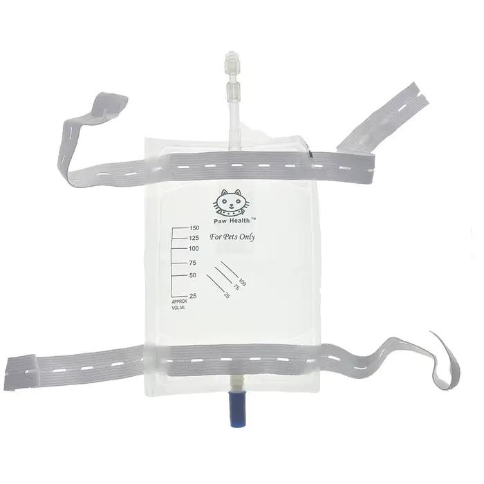 Sac de collecte d'urine pour animaux domestiques (chats, chiens) 150ml 300ml, avec cathéter Luer, drainage jetable, tube d'extension et sangle de suspension
