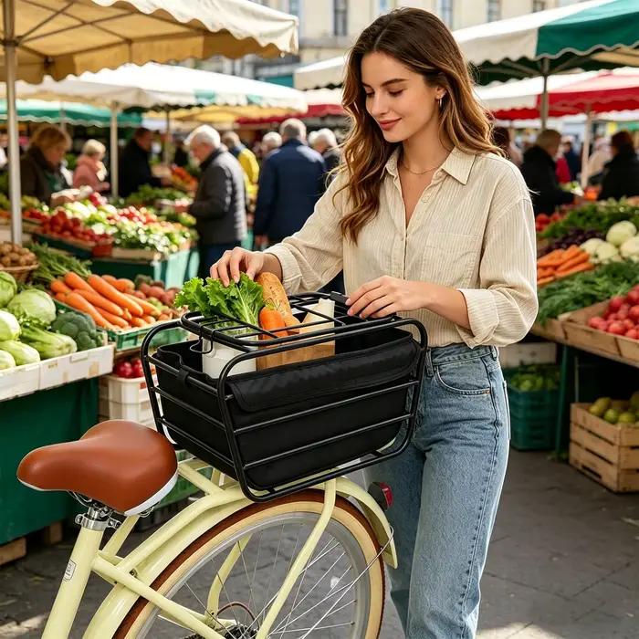 Panier de vélo pour chien, pour porte-bagages arrière, panier de transport portable pour animaux de compagnie, compatible avec la plupart des vélos, pour chiens de petite et moyenne taille