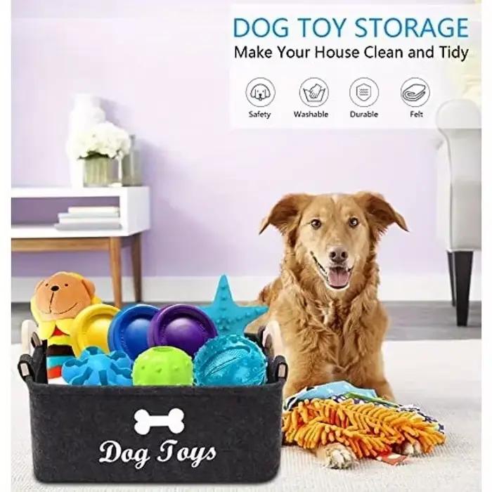 Boîte à jouets en feutre pour animaux de compagnie