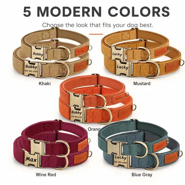 Collier et laisse personnalisés pour chien en cuir PU