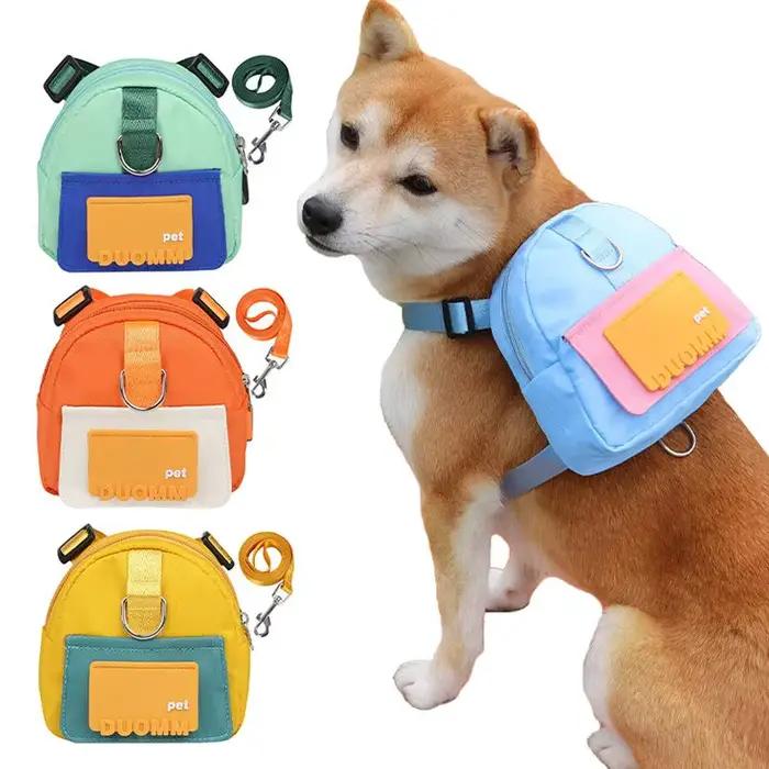 Sac à dos imperméable pour animaux de compagnie, sac pour chiots avec harnais et collier, sac à dos de voyage en plein air pour chiens, sac à dos pour friandises, accessoires pour bouledogues français