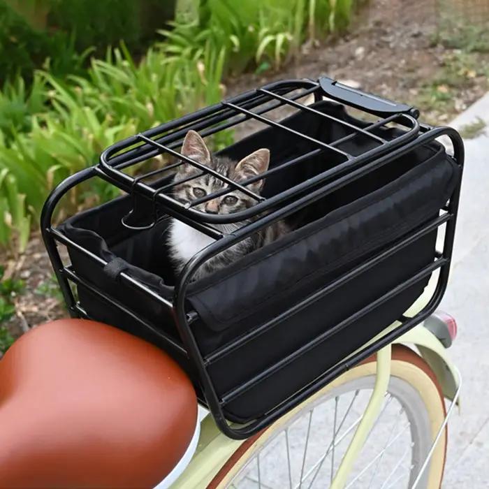 Panier de vélo pour chien, pour porte-bagages arrière, panier de transport portable pour animaux de compagnie, compatible avec la plupart des vélos, pour chiens de petite et moyenne taille