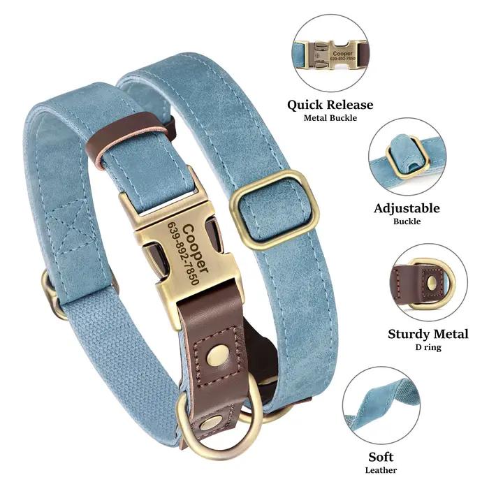 Collier de chien en cuir PU personnalisé gratuit colliers