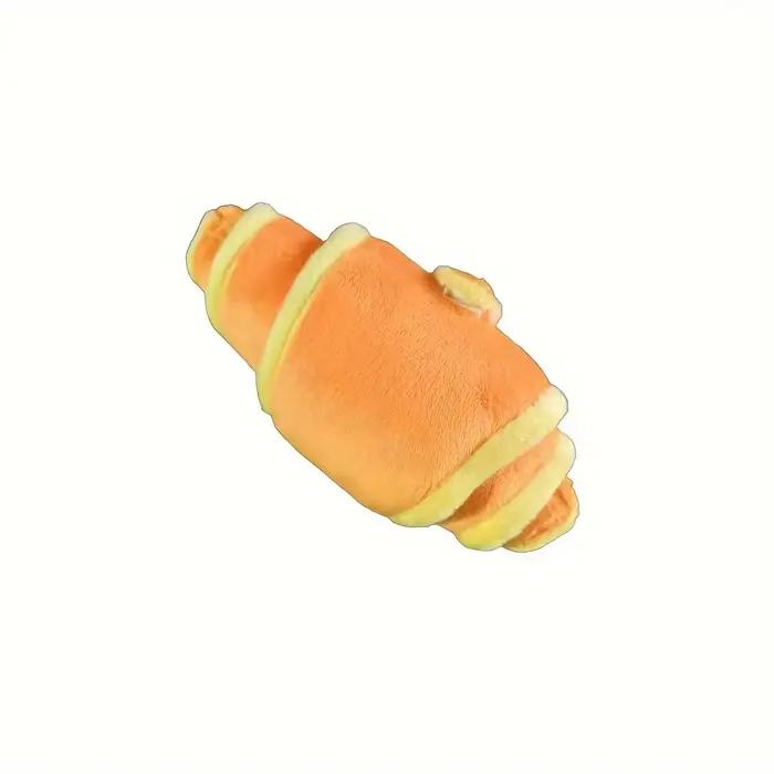 Jouet en peluche en forme de croissant pour animaux de compagnie, jouet couineur en forme de pain pour chiens et chats, jouet à mâcher doux, jouet interactif pour chats et chiens, accessoires pour ani